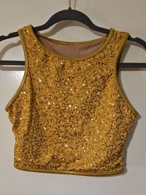 Balera Gold Sequin Dance Crop Tank Top